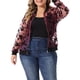 thumbnail image 1 of Chaqueta bomber de encaje floral transparente de manga larga para mujer de tallas grandes Agnes Orinda 2X Burdeos, 1 of 6