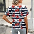 thumbnail image 4 of Puntoco Blusas cortas de liquidación para mujer, blusa informal de manga corta con cuello en V y estampado para mujer, 4 of 5