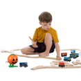 thumbnail image 1 of Hytrove 4Pack Plastic  Toy Pumpkin Shaped Spring Launchers for Kids, 1 of 8