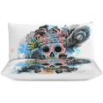 thumbnail image 3 of HAHDAXIA Skull Painting Bedding Solid Comforter Set for All Seasons,3 Pieces(1 Comforter+2 Pillowcases),Soft Microfiber Bedding Set Queen(90"x90"), 3 of 7