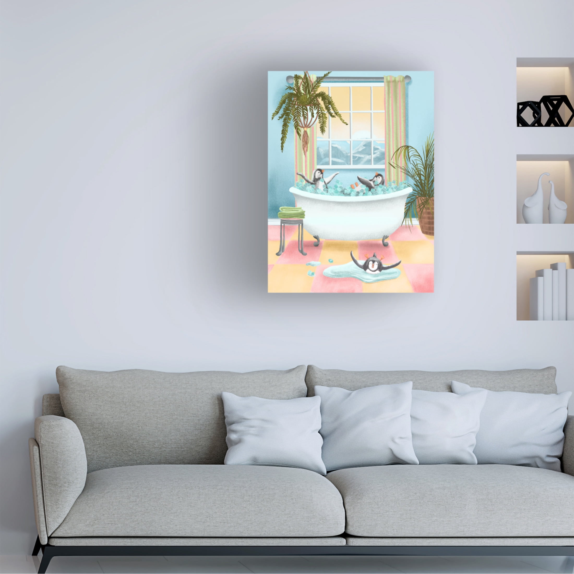 Canvas Wall Art - Christine Rotolo 'Arctic Animals in Tubs Penguins 3' Wall Art for Living Room, Bedroom, or Office Décor by Trademark Fine Art - 24 x 32 Inches