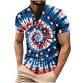 thumbnail image 2 of Tops for Men under $5 Short Sleeve Independence Day Printing Button Round-Neck Casual Blouses 4-Multicolor M, 2 of 5