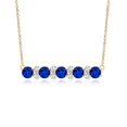 thumbnail image 4 of ANGARA Lab Grown 3 Ct Blue Sapphire and Diamond Garland Necklace for Women in 14K Yellow Gold (Size-5mm) | September Birthstone, Anniversary, Jewelry Gift for Women | Lab-Grown Blue Sapphire Necklace, 4 of 11