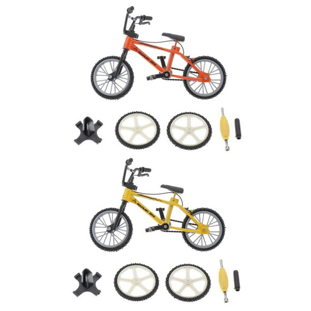 2 Piezas de Escultura de Aleación de Modo de Bicicleta Retro Motocicleta Bicicleta Miniatura Bicicleta de Montaña Macarena Mini Alloy Finger Bike Toy