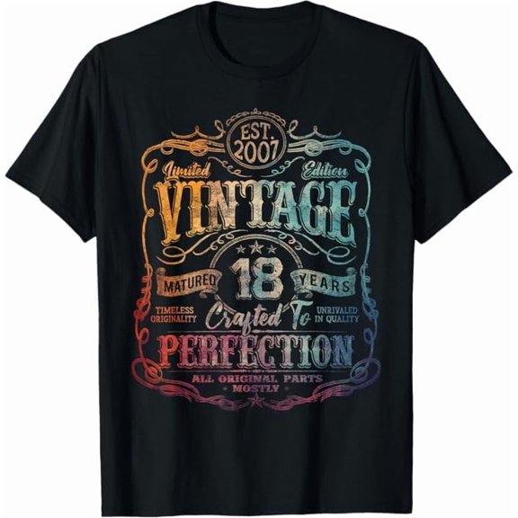 Greenink Vintage 2007 Limited Edition 18 Year Old 18th Birthday Funny T-Shirt Gifts for Girls Boys Official Adult T-Shirt
