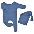 thumbnail image 1 of EDFBUYKRS Baby Photography Prop Footed Romper Button Overalls Hat Set, 1 of 4