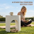 thumbnail image 7 of FOROUTIA 15.7" White Speckled Arch Side Table, Waterproof Magnesium Oxide Accent Table, Modern Indoor Outdoor End Table for Patio, Living Room, Bedroom, Small Space Stool, 7 of 7