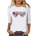 thumbnail image 2 of SOOMLON Valentine's Day Outfits Women Girl Friend Valentines Gift Casual 3/4 Sleeve Crew Neck Shirts Cute Heart Print Blouses Trendy Festival Outfits 2025 White S, 2 of 4