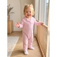 thumbnail image 4 of Cenuakty Baby Jumpsuit Long Sleeve Stripes Print Button Up Romper Footless Pajamas, 4 of 9