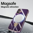 thumbnail image 6 of for iPhone 16 Case with Magnetic Stand, [Compatible with MagSafe] [Ring Holder Kickstand] Plating TPU Shockproof Protective for iPhone 16 Phone Case for Women Men, Darkpurple, 6 of 6