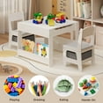 thumbnail image 2 of Asofer Kids 4-in-1 Play Furniture Sets, Christmas Gift Toddler Chairs & Multi-Storage Bookshelf, Reversible Whiteboard/Blackboard 3 Movable Drawers, Eco-Friendly Wood for Play Study, White & Gray, 2 of 7