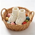 thumbnail image 6 of Xfvqtps Baby Booties Knitted Crochet Solid Color Lace up Bow Mid Tube Non Slip Soft Comfortable Warm Winter House Shoes Prewalker White, 6 of 8