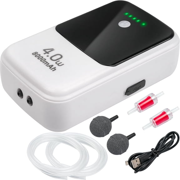 Ghosthorn Silent Dual Operating Mode Rechargeable Aerator for Fish, Large Capacity Aquarium Air Pump with Universal Clip for Most Bait Buckets