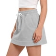thumbnail image 6 of Miluxas Girls' Drawstring Sweat Skirt - Elastic Waist A-Line Skirt with Side Pockets, Comfortable Casual Skirt for School, Sports & Daily Wear Gray 5-6Years, 6 of 8