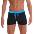 thumbnail image 2 of JoveMarine Men's Quick Dry Swim Trunks with Drawstring Solid Color Stitching Design for Sports and Swimming Comfortable Boxer Shorts Black L, 2 of 6