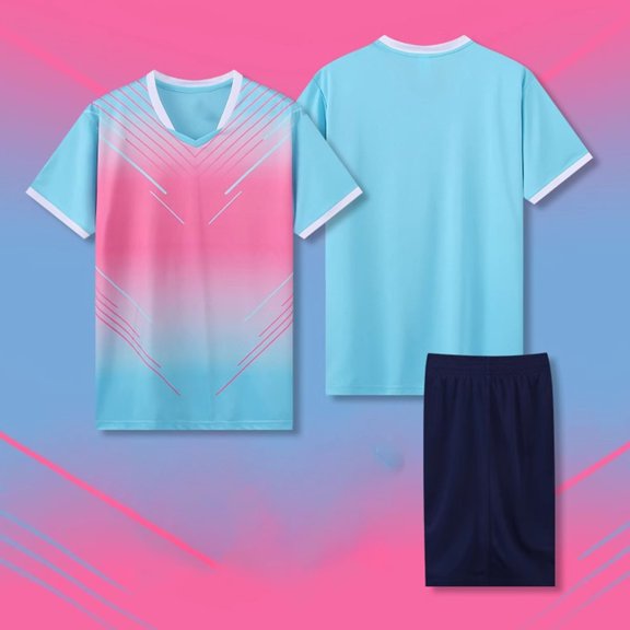 ATOGUTA Boys' Active Shorts Set Size 4-14 Years 2 Piece Short Sleeve Crewneck Performance Tees and Athletic Shorts for Boys Sky Blue