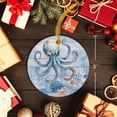 thumbnail image 5 of Octopus Starfish Ocean Coral Christmas Ceramic Ornament 2025,3" Round Xmas Tree Hanging Accessories with Gold Ribbon, 5 of 5
