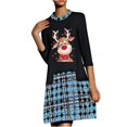 thumbnail image 1 of Navidad mujer Retro estampado corto Patchwork noche cuello redondo fiesta graduación vestido Vintage Fridja  nbo2560, 1 of 3