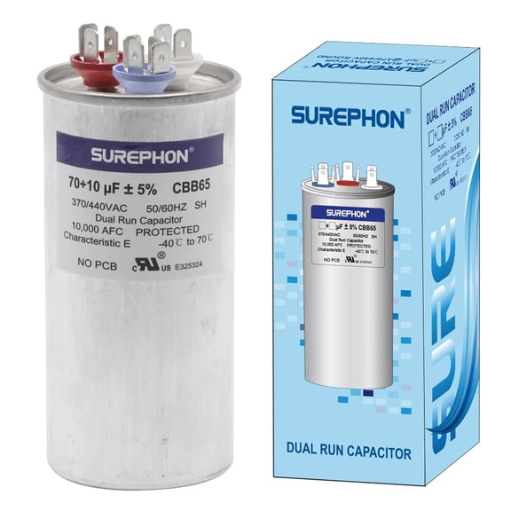 70/10 Mfd Ac Capacitor 370V or 440V 50/60Hz CBB65B Air Conditioner Capacitors for AC Unit Fan Motor Start or Pool Pump or Air Condenser Straight Cool