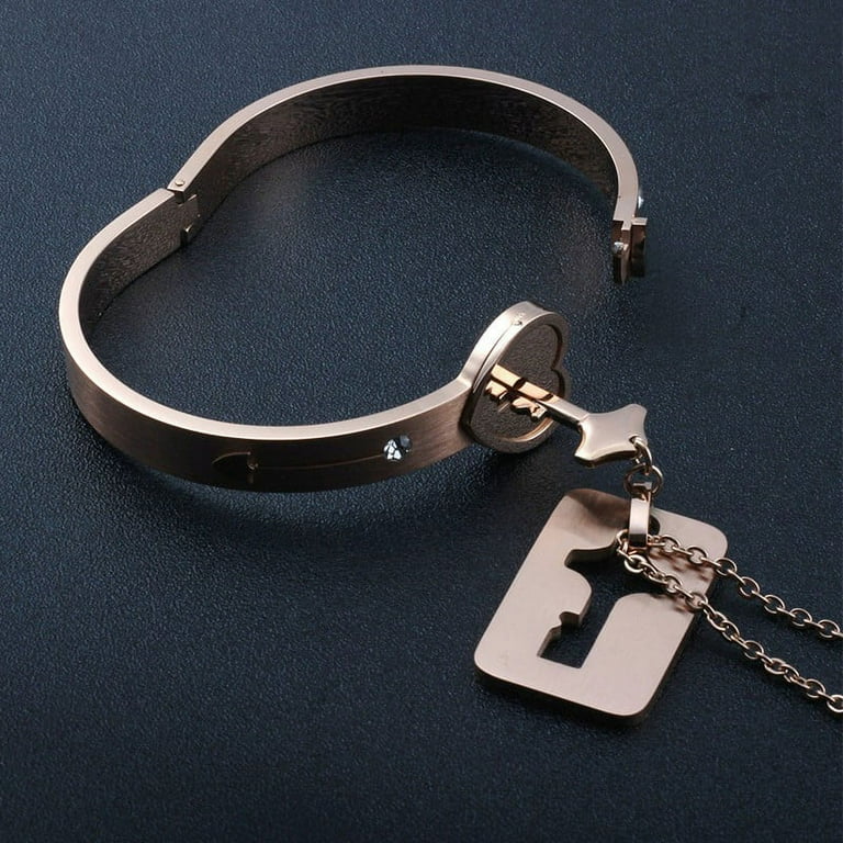 Bracelets For Women Lock Bracelets and Key Necklace Set Titanium