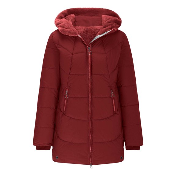 cocolona Long Puffer Coat for Women Thicken Warm Fleece Lined Quilted Jackets Winter Long Sleeve Zip Up Hooded Puffer Down Jacket with Zipper Pockets