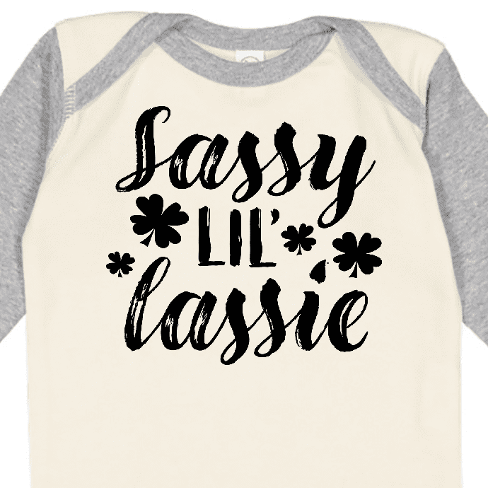 Inktastic Saint Patrick's Day Sassy Lil' Lassie with Shamrocks Boys or Girls  Long Sleeve Baby Bodysuit 