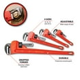 thumbnail image 4 of Performance Tool W1136 Pipe Wrench Set - 8, 10, 14, and 24 Inches, Drop-Forged Steel, Plumbers Wrench, Adjustable, Milled Steel Jaws, Red, 4 of 7