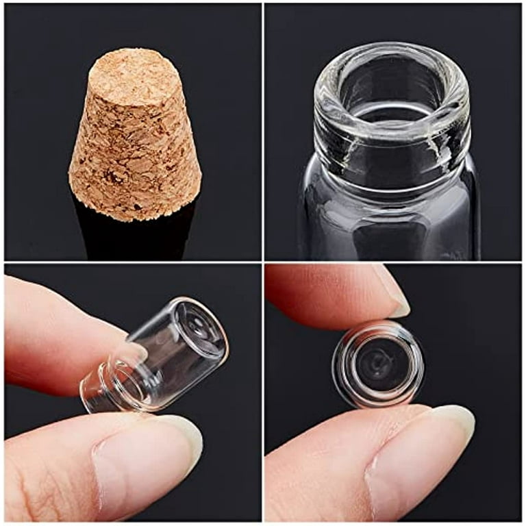 50pcs Mini Glass Bottles 1.5ml Small Jars with Cork Stoppers Wish