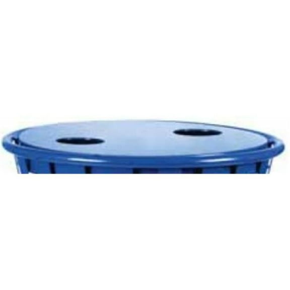 Witt Industries M3601-FTL2H-BL Flat Top Recycle Lid With 2-Round Openings For M3601 Blue