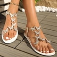 thumbnail image 6 of Caywon Womens Round Toe Butterfly Rhinestone Elastic Back Flat Sandals, Casual Summer Open Toe Footwear, Comfortable Slip On Beach Shoes, Sandalias Con Mariposas Y Piedras Para Mujer, 6 of 9