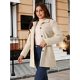 thumbnail image 2 of DARING DIVA Women's Midi-Length Notch Lapel Single-Breasted Overcoat Beige S, 2 of 6
