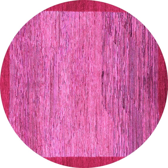 Ahgly Company Indoor Round Abstract Pink Modern Area Rugs, 6' Round