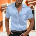 thumbnail image 3 of Rvwovn Men's Button Down Dress Shirt, Short Sleeve Muscle Fit Satin Tops for Business Wedding (S-5XL), 3 of 7