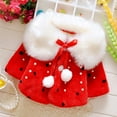 thumbnail image 2 of Odeerbi Toddler Winter Coat Kids Girls Outerwear Jackets Autumn Baby Polka Dot Pearl Decoration Plush Warm Cotton Coat Red, 2 of 9
