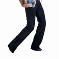 thumbnail image 3 of Womens Lace Up Front Flare Pants High Waisted Straight Leg Bell Bottom Slim PU Leather Skinny Pant Black S, 3 of 10