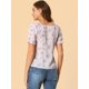 thumbnail image 5 of Blusa floral Campesina Allegra K con volantes y Manga Corta para Mujer Rosado morado XL, 5 of 6