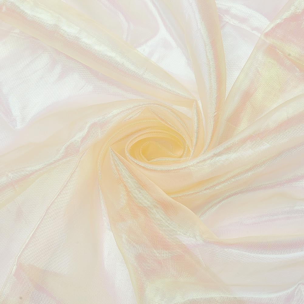 Tissu Organza Or Métallisé - 1,5x1 M - Polyester Brillant - Pour Robe De Mariée & Décoration