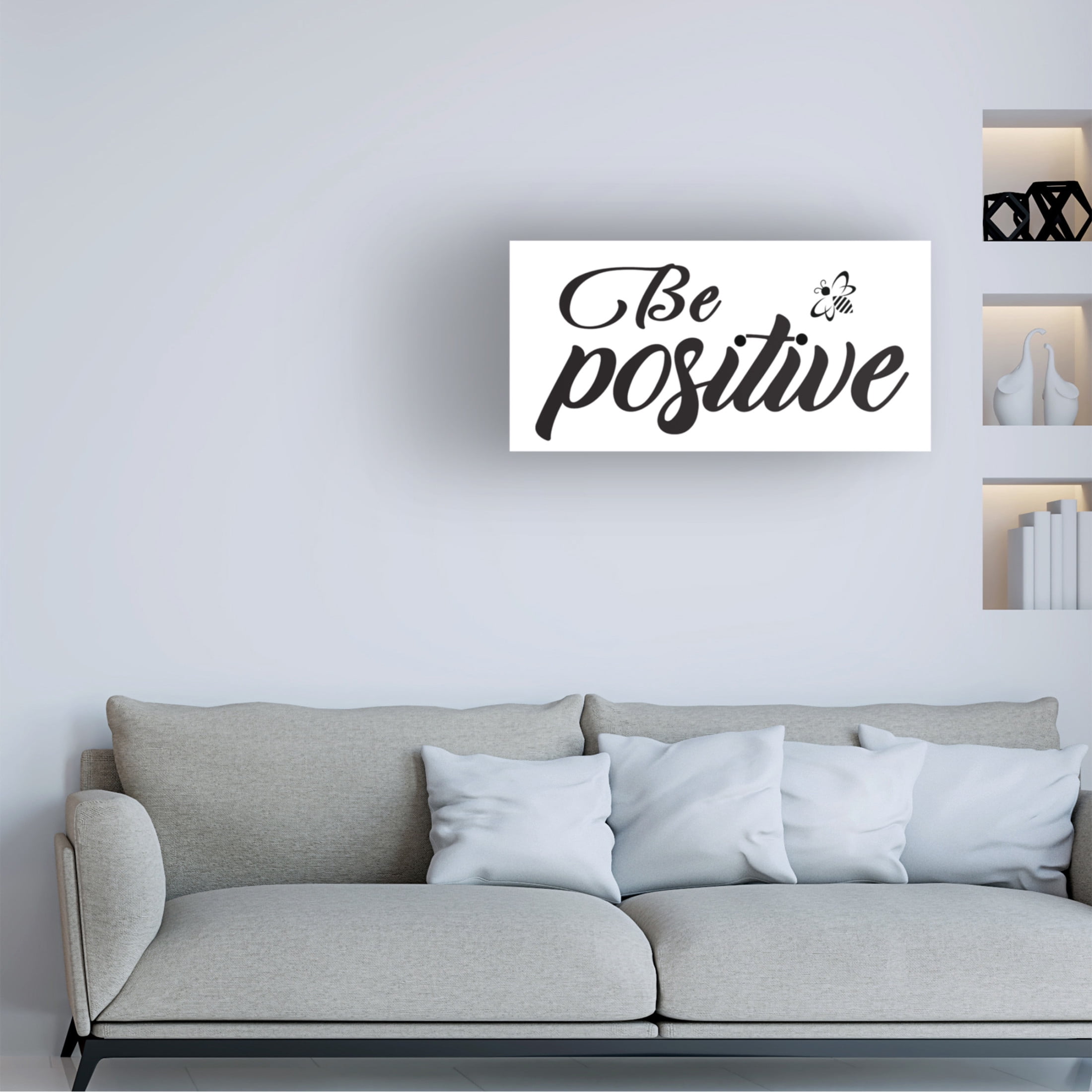 Canvas Wall Art - Jean Plout 'Good Vibes Typography F' Wall Art for Living Room, Bedroom, or Office Décor by Trademark Fine Art - 19 x 10 Inches