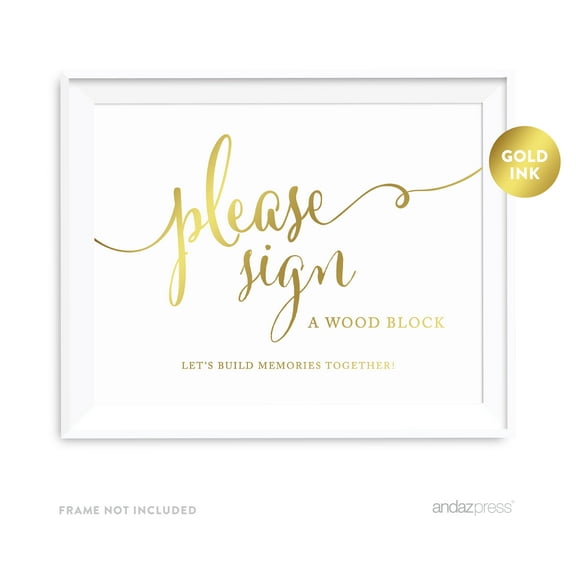 Sign Wood Block Metallic Gold Wedding Party Signs