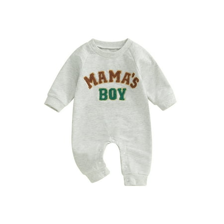

Loalirando Baby Boy Fall Romper Letter Embroidery Long Sleeve Jumpsuit