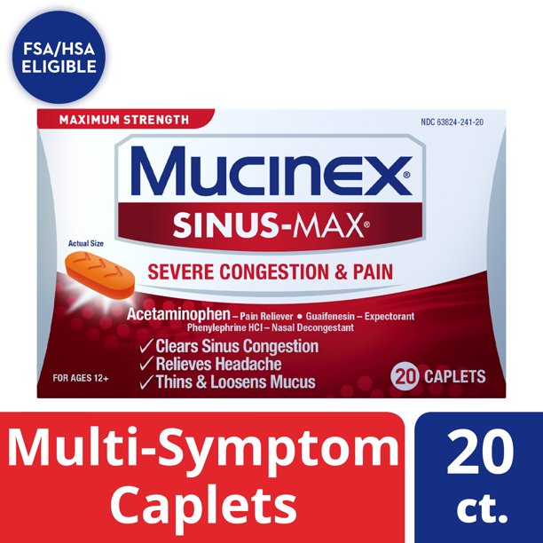 Maximum Strength Mucinex SinusMax Severe Congestion & Pain, Sinus