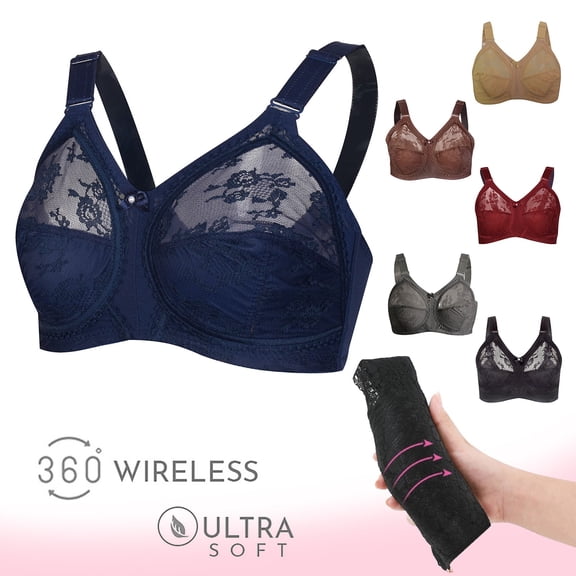 Women's Plus Size Floral Lace Full Cup Bra, JIANLAI Underwire Support Large Bust Everyday Bra