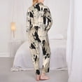 thumbnail image 3 of Pajama Sets for Women 2 Pcs, Vintage Minimalist Cool Horse Button Down Long Sleeve Sleepwear Lounge PJ Sets, 3 of 6