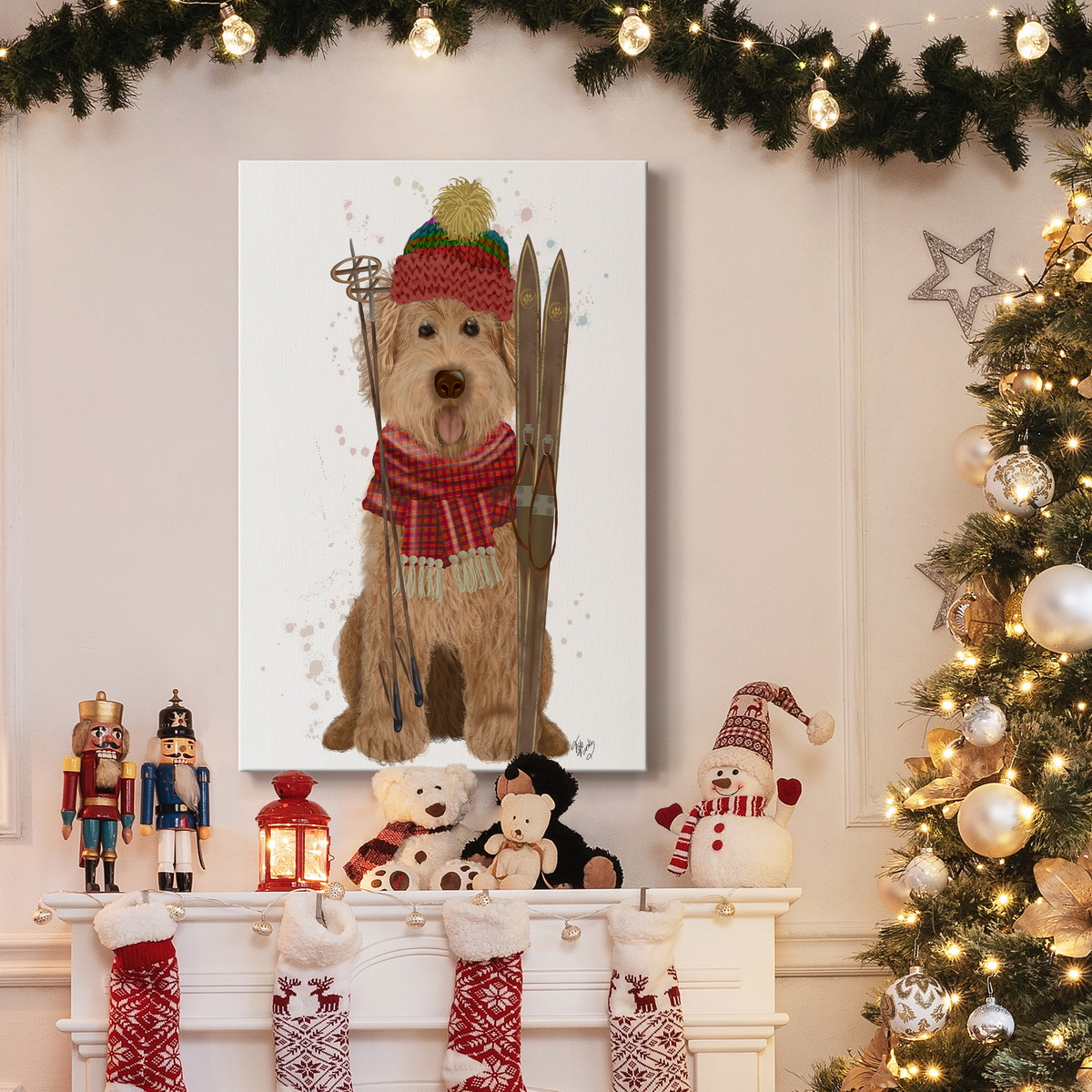 Goldendoodle Ski Dog- Gallery Wrapped Canvas