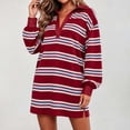 thumbnail image 6 of Ovbmpzd Resort Fall Dresses for Women 2026 Long Sleeve Red Striped Mini Shirt Dresses Fitted Casual V Neck Dresses,L, 6 of 6