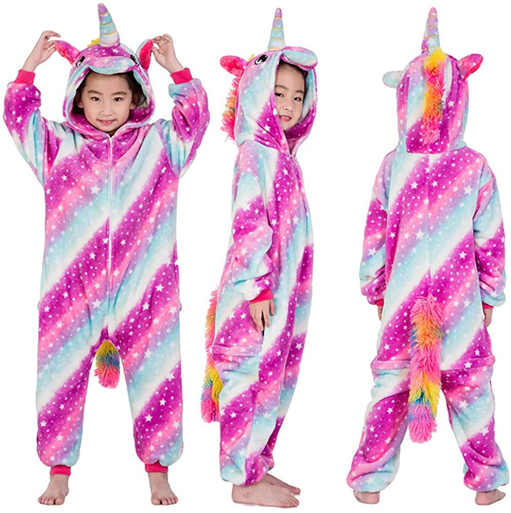 Kids Unicorn Onesie Pyjamas Halloween Xmas Cosplay Costume Sleepwear Outfit