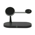 thumbnail image 1 of Station de Charge Sans Fil 3-en-1, Chargeur LED 3 en, Contrôle Tactile avec Veilleuse, Support de Table Réglable pour Hôtel, Noir, 1 of 9