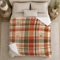 thumbnail image 5 of Retro-Boho Plaid Pumpkin, Peaceful Artistic Scene, Warm Flannel Blanket for Ranch House and Living Room with Detailed Artwork, Animal Lovers Thanksgiving Gift, Artistic Home Decor, 5 of 9