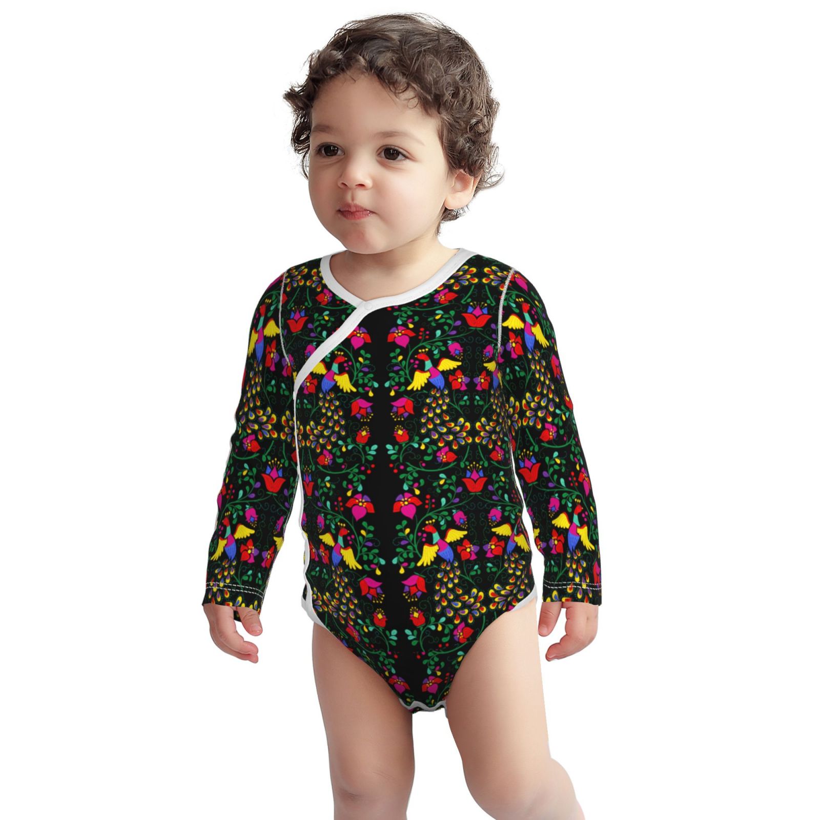 Xecao Mexican Flower 2 Print Baby unisex-baby Cotton Long-sleeve Bodysuits-3 Months