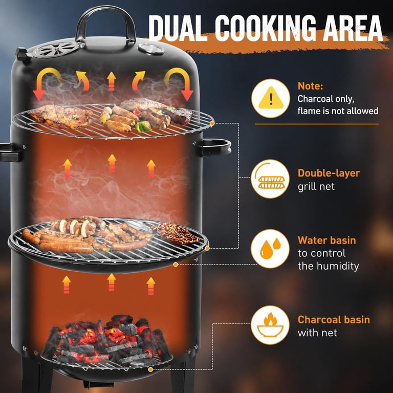 Outsunny 3-in-1 Charcoal Smoker Grill and Fire Pit photo 3